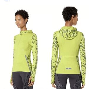 NWT Adidas Stella McCartney Animal Print Run Long Sleeve hooded 1/2 zip Pullover